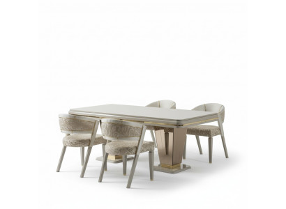 Coin repas ensemble de salle à manger de luxe Salle à manger Table de salle à manger Chaises Beige 5 pièces