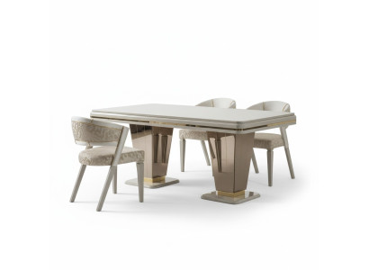 Suite de salle à manger de luxe Ensemble de salle à manger Salle à manger Table de salle à manger Chaises Salle à manger Beige 7 pièces