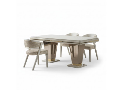 Suite de salle à manger de luxe Ensemble de salle à manger Salle à manger Table de salle à manger Chaises Salle à manger Beige 7 pièces