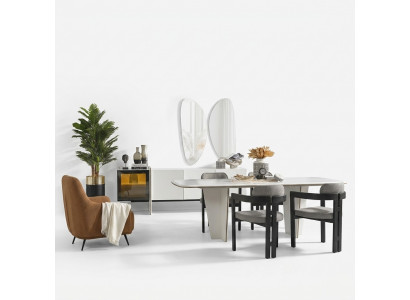 Suite Salle à manger Salle à manger Table à manger Chaises de luxe Espace repas 7 pièces Blanc