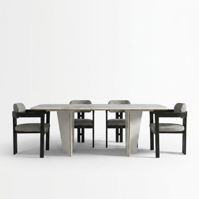 Salle à manger Ensemble Salle à manger Table à manger Chaises de luxe Espace repas 5 pièces Blanc