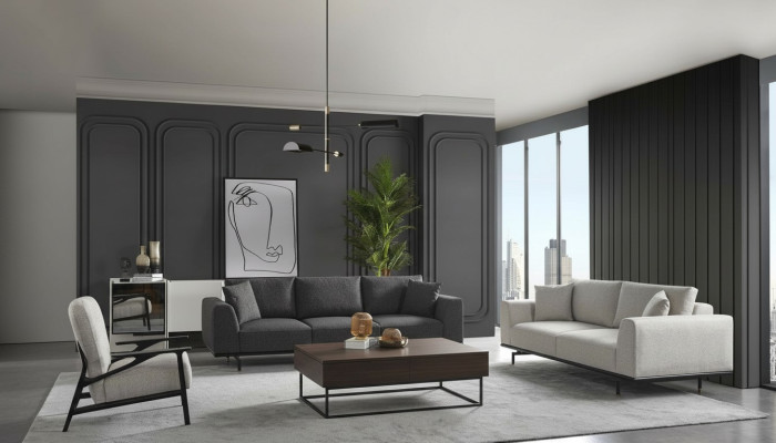 Ensemble complet de canapé canapés fauteuil canapé gris set set 4 pièces
