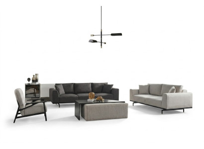 Ensemble complet de canapé canapés fauteuil canapé gris set set 4 pièces
