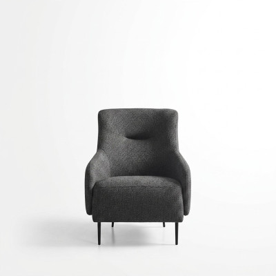 Fauteuil à oreilles Moderne Tissu Salon Polyester Gris Design Assise Nouvelle