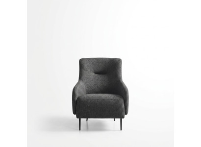 Fauteuil à oreilles Moderne Tissu Salon Polyester Gris Design Assise Nouvelle
