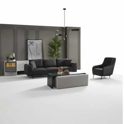 Ensemble de canapé Canapé 4 places Ensemble fauteuil 4 places Tissu moderne gris.