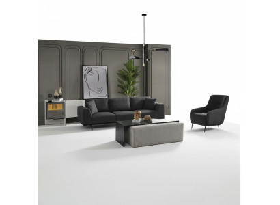 Ensemble de canapé Canapé 4 places Ensemble fauteuil 4 places Tissu moderne gris.