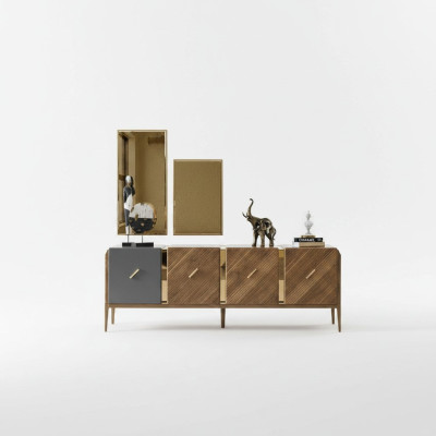 Buffet Commode Armoires de luxe Commodes Salon Bois Marron Meubles