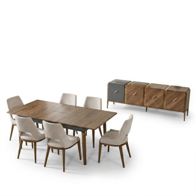 Ensemble de salle à manger Salle à manger Table à manger Suite de luxe Chaises Espace repas 5 pièces marron