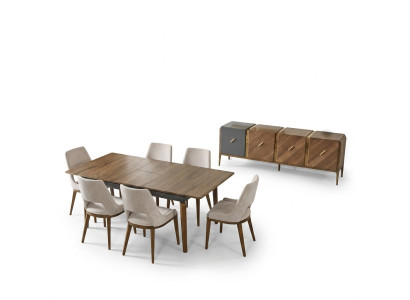 Ensemble de salle à manger Salle à manger Table à manger Suite de luxe Chaises Espace repas 5 pièces marron