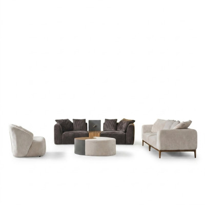 Ensemble de canapé Canapé Canapés en tissu Salon moderne Blanc 3 pièces Polyester