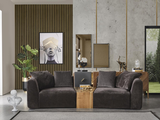 Canapé 4 places Canapés 4 places Design moderne Tissu en polyester Noir