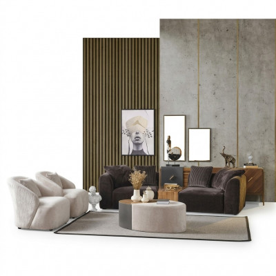 Ensemble de canapé 4 places Fauteuil 4 places Canapé moderne en tissu noir neuf