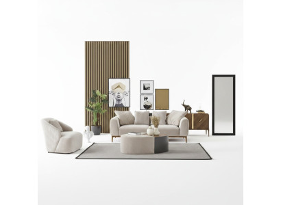 Ensemble de canapé moderne 3 places Fauteuil à accoudoirs Trois places Blanc Tissu polyester moderne