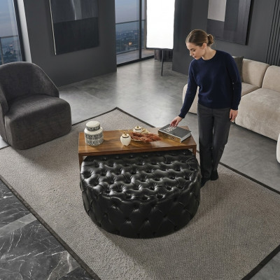 Table basse Table d'appoint Salon Moderne Noir Simili-cuir