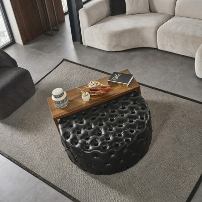 Table basse Table d'appoint Salon Moderne Noir Simili-cuir
