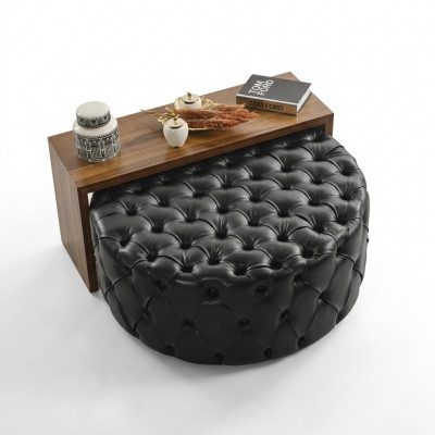 Table basse Table d'appoint Salon Moderne Noir Simili-cuir