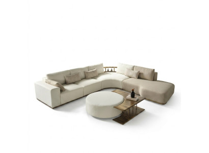 Canapé d'angle blanc L-Forme canapé table basse tissu de luxe design blanc nouveau
