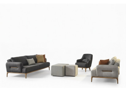 Ensemble canapé 3 places Fauteuil canapé 431 en tissu de luxe gris Salons de canapé