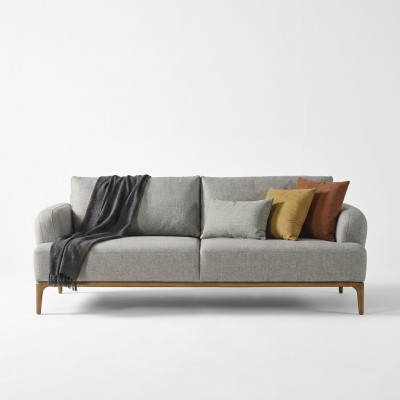 Canapé moderne à trois places 3 canapés design Gris Moderne Tissu Polyester neuf