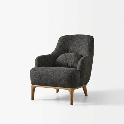 Fauteuil à oreilles Moderne Tissu Salon Polyester Gris Design Siège