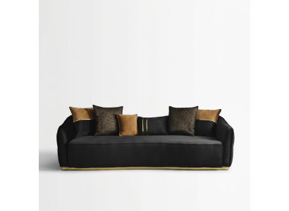 Design moderne Chesterfield Canapé 4 places Canapés 4 places Tissu Polyester Bleu nouveau