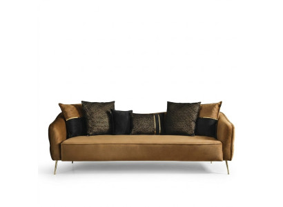 Canapé Chesterfield moderne 4 places Tissu Polyester Jaune nouveau