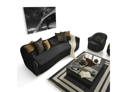 Ensemble de canapé Canapé 4 places Fauteuil quatre places Tissu bleu en polyester Ensemble