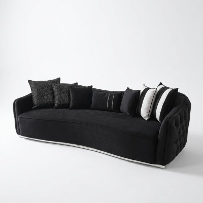 Canapé 4 places Canapés 4 places Design moderne Tissu Polyester Noir