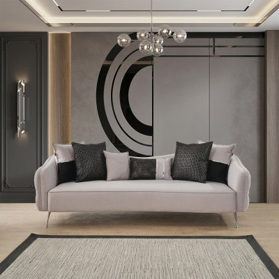 Canapé Chesterfield 3 places 3 places Canapés Design Tissu Moderne Blanc