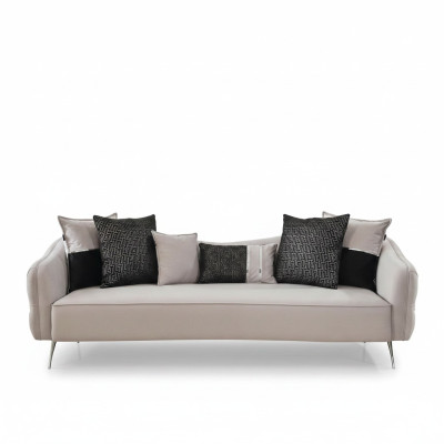 Canapé Chesterfield 3 places 3 places Canapés Design Tissu Moderne Blanc