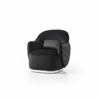 Fauteuil Fauteuil à ailes Moderne Tissu Salon Polyester Noir Design