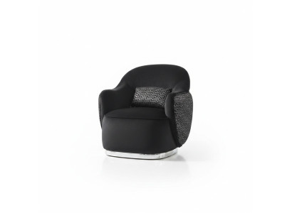 Fauteuil Fauteuil à ailes Moderne Tissu Salon Polyester Noir Design