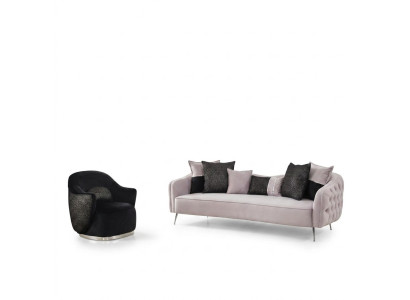 Ensemble de canapé moderne Canapé 3 places Fauteuil Trois places Tissu Blanc Polyester Ensemble