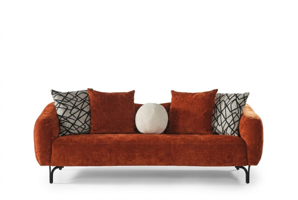 Canapé trois places Canapés 3 places Design Moderne Tissu Orange Salon