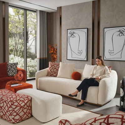 Canapé quatre places Canapés 4 places Design moderne Tissu Polyester Blanc neuf