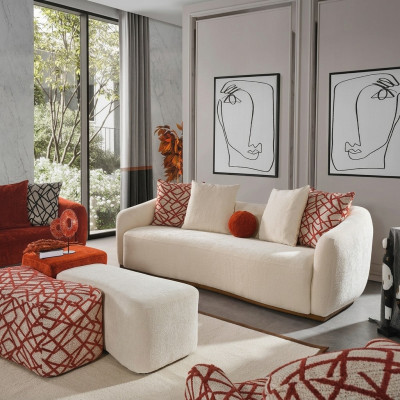 Canapé quatre places Canapés 4 places Design moderne Tissu Polyester Blanc neuf