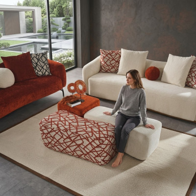 Tabouret 3x Tabouret Pouf Siège Pouf Tissu Tissu Repose-Pieds Salon