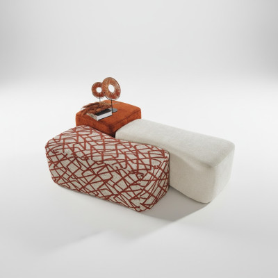 Tabouret 3x Tabouret Pouf Siège Pouf Tissu Tissu Repose-Pieds Salon