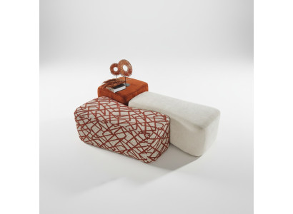 Tabouret 3x Tabouret Pouf Siège Pouf Tissu Tissu Repose-Pieds Salon