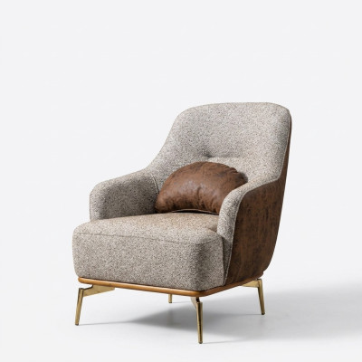 Fauteuil à oreilles Moderne en tissu Salon en polyester Gris Design Siège.