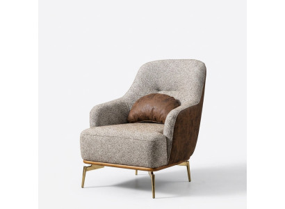 Fauteuil à oreilles Moderne en tissu Salon en polyester Gris Design Siège.