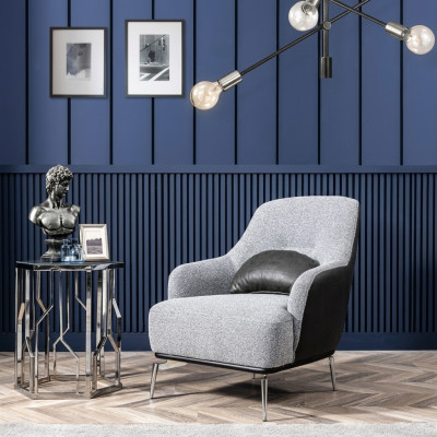 Fauteuil fauteuil à oreilles moderne en tissu polyester gris design pour salon
