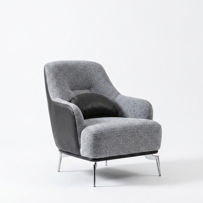Fauteuil fauteuil à oreilles moderne en tissu polyester gris design pour salon