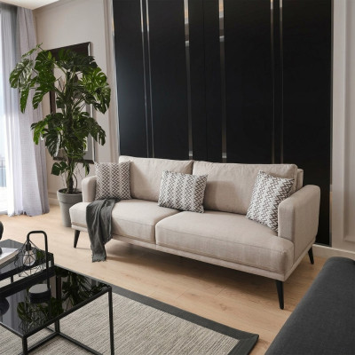 Canapé 3 places, canapés 3 places, tissu beige, salon design moderne.