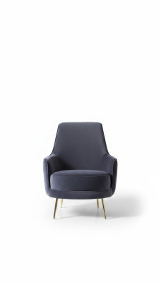 Fauteuil Wing Chair Fauteuil Cocktail Tissu Polyester Salon Gris Siège