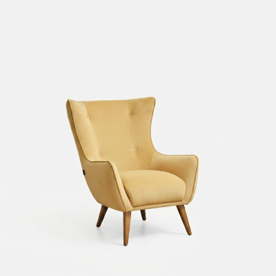 Fauteuil Fauteuil à ailes Fauteuil cocktail Tissu Salon en polyester Jaune Siège