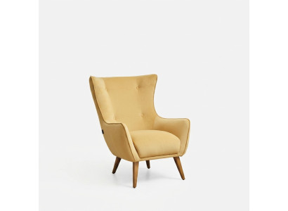Fauteuil Fauteuil à ailes Fauteuil cocktail Tissu Salon en polyester Jaune Siège