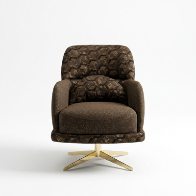 Fauteuil à ailettes Fauteuil cocktail Tissu Salon Polyester Brun