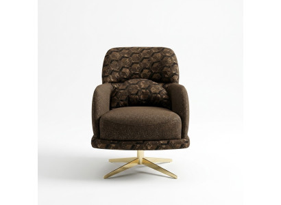 Fauteuil à ailettes Fauteuil cocktail Tissu Salon Polyester Brun